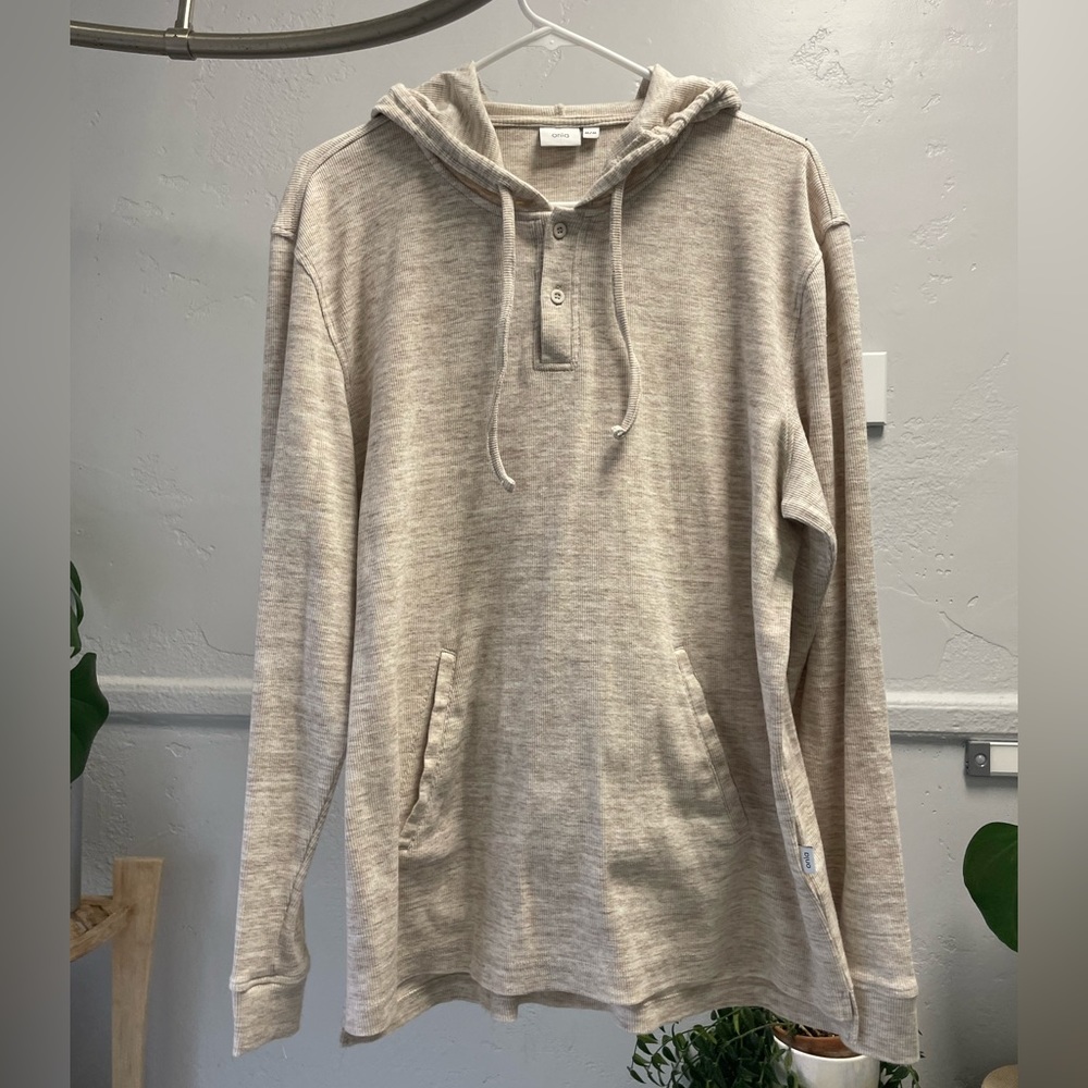 Mens Long Sleeve Henley with hood